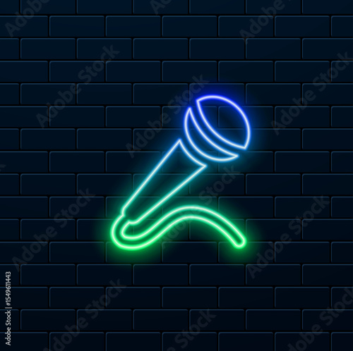 icon, microphone icon symbol. neon style.