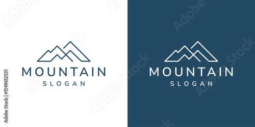 simple line art mountain logo design