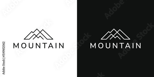 simple line art mountain logo design