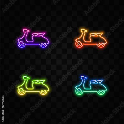 motorcycle scooter silhouette icon. neon style.