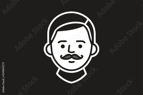 Free Download Minimalist Portrait of a Man with a Moustache on a Black Background - GFXLoad