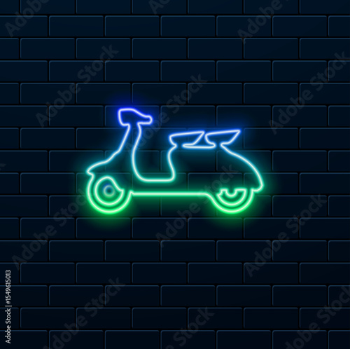 scooter icon. motorcycle icon. neon style.motorcycle scooter silhouette icon.
