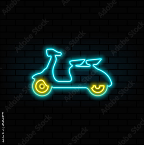 neon. scooter icon. motorcycle icon. neon style.motorcycle scooter silhouette icon.
