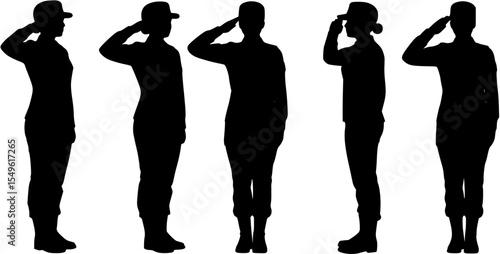 Wallpaper Mural silhouette of a soldier woman salute vector set
 Torontodigital.ca