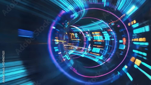 Futuristic Sci-Fi Data Tunnel Animation | High-Speed Digital Tech Motion Background