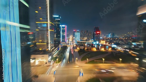 Night Cityscape Time-Lapse of Skyscrapers and Traffic Lights | 4K Urban Motion Video