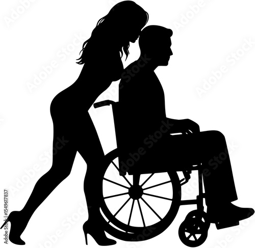 Vector silhouette of a man with a sexy woman.
