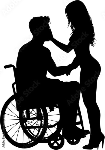 Vector silhouette of a man with a sexy woman.
