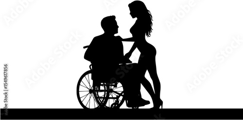 Vector silhouette of a man with a sexy woman.
