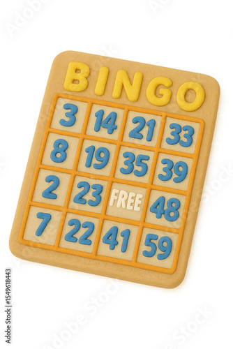A close-up shot of a bingo card made to resemble a cookie.