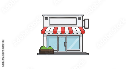 Urban Street Shop with Awning, Flat Icon