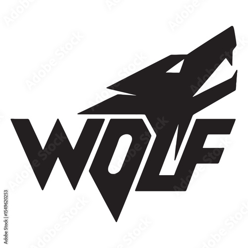 A bold black wolf logo with geometric design elements art