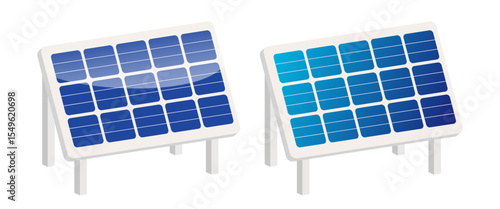 Solar panels set. Vector 3d illustration isolated on white background.