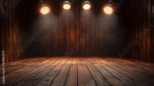 Wallpaper Mural Empty Wooden Stage with Spotlights and Dark Background for Performance

 Torontodigital.ca