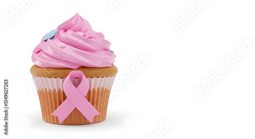 Cupcake, Pink cupcake, Pink ribbon, Pink Cupcake with Pink Ribbon for Breast Cancer Awareness