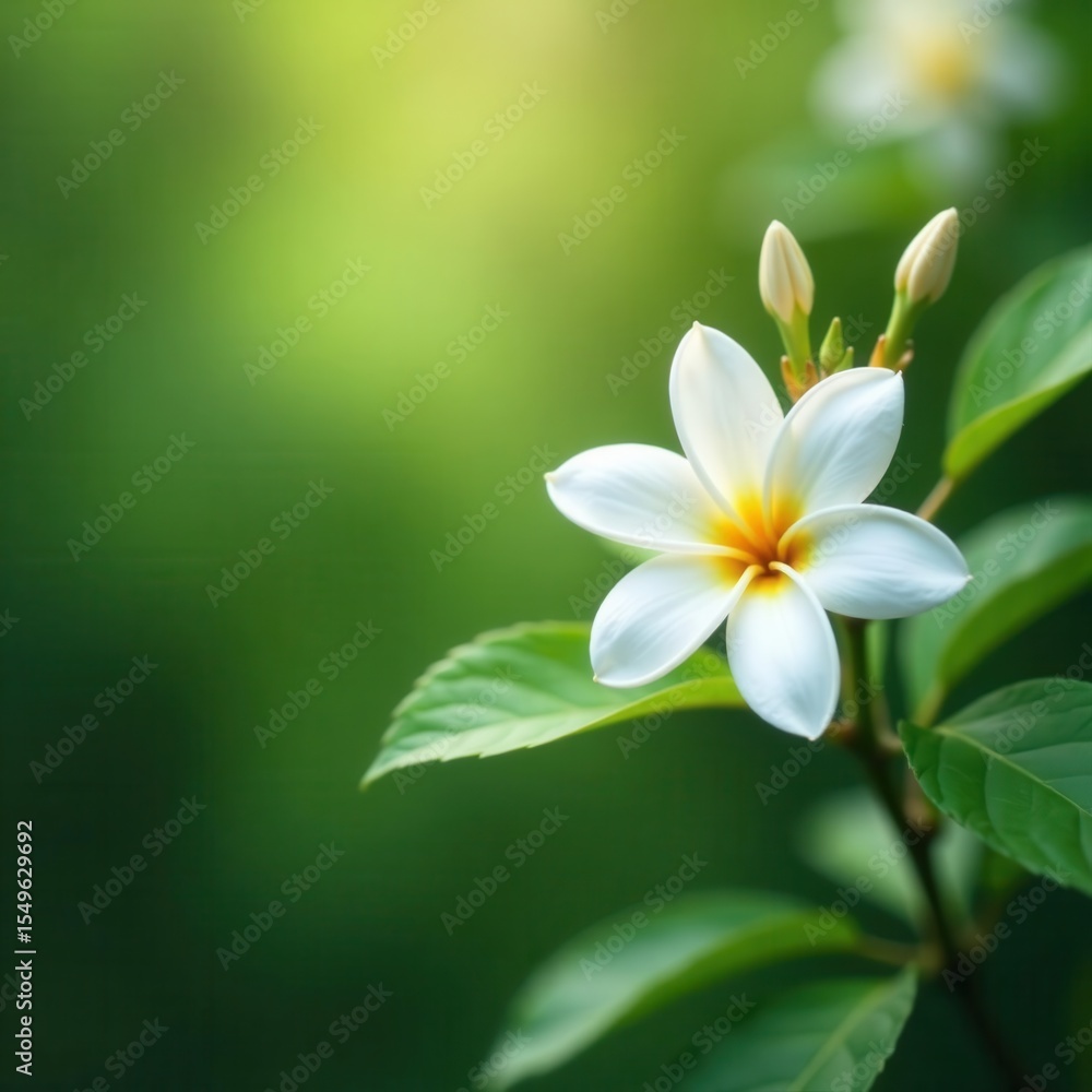 Fototapeta premium Abundant jasmine flowers in full bloom, blurred natural backdrop , botany, beauty, petals