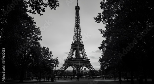 Eiffel tower, Paris, France, Eiffel Tower in Black and White