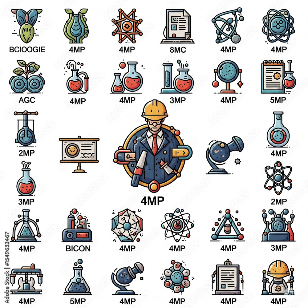 Obraz premium Exploring the Wonders of Science A Colorful Collection of Scientific Illustrations