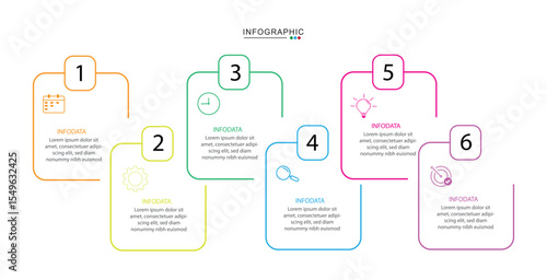 vector infographic template design element whit 6 option or step vector illustration	