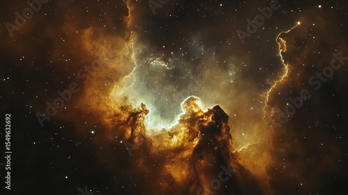 Molten Skies – Fiery Clouds of a Distant Nebula in Deep Space
