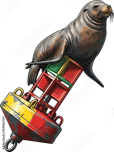 A Sea Lion on a Buoy