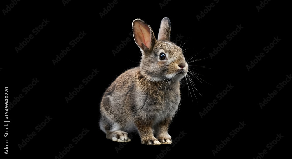 Fototapeta premium Rabbit, Bunny, Baby rabbit, Cute Baby Rabbit on Black Background