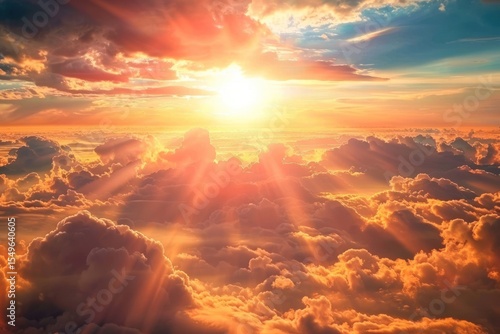 Fototapeta Naklejka Na Ścianę i Meble -  Beautiful sunset sky clouds cloudscape formations.