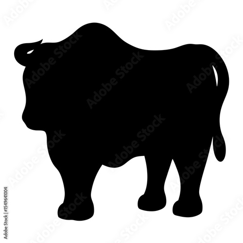 Robust Bull Silhouette Stands Firmly, Emblematic of Strength and Determination