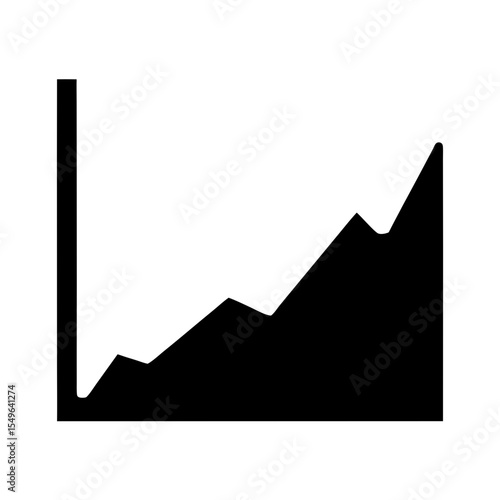 Stylized black and white line graph showing upward trending fluctuations