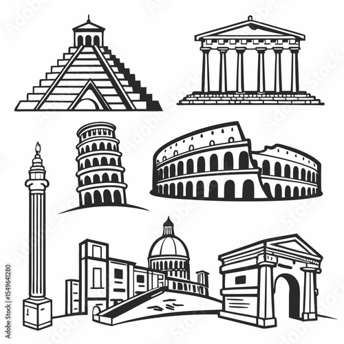 vector set of landmarks and monuments
