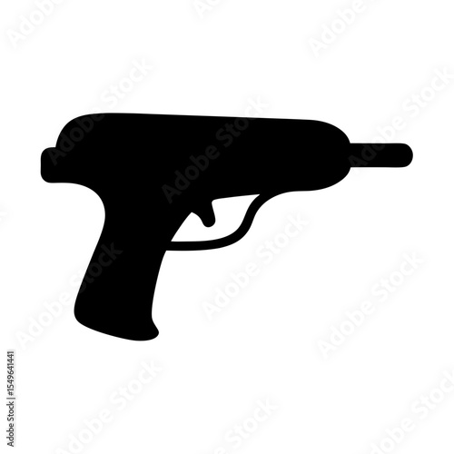 Silhouette image showcasing a black water gun or blaster toy illustration