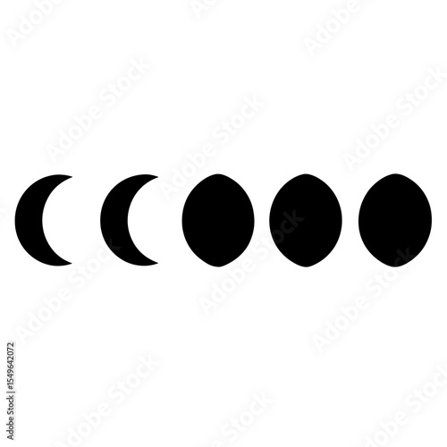 Phases of the Moon Illustration Depicting Full Cycle from New to Full