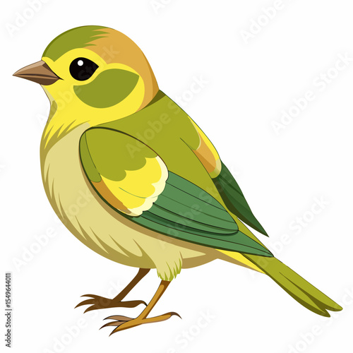 Cartoon Colombian Lesser Goldfinch Vector Illustration – Vibrant Plumage and Elegant Form