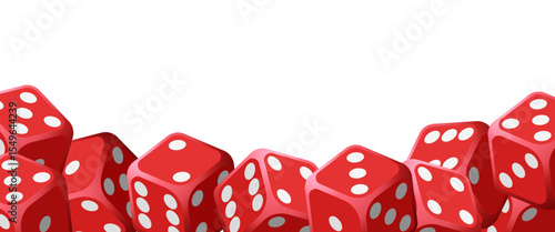 Dice border. Frame of dice.Vector realistic illustration isolated on transparent background.