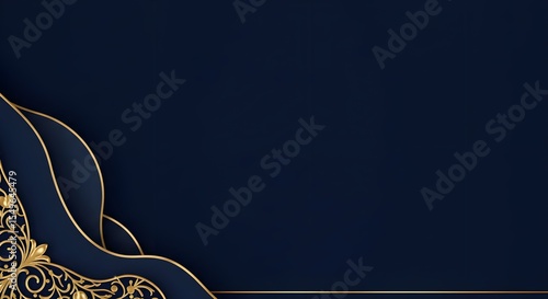 Navy blue, Gold, Background, Elegant Navy Blue and Gold Background with Ornate Corner Design