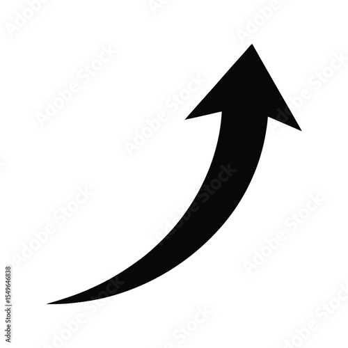 Curving Black Arrow Pointing Upwards