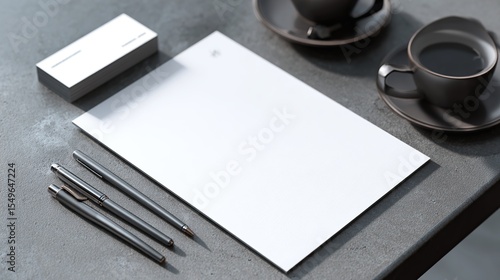 Stationery Mockup with Blank Paper and Coffee