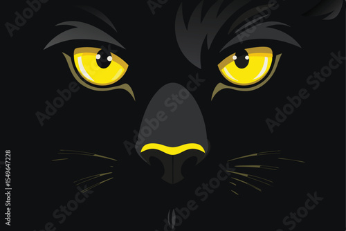 A dramatic close-up of a black panther's face against a solid black background.