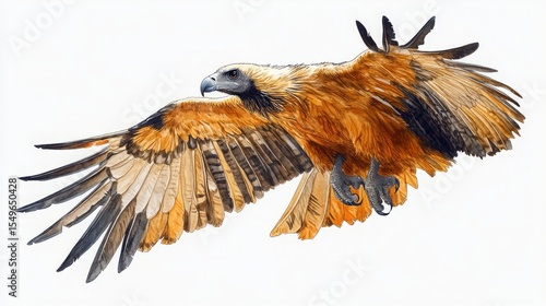 Bearded vulture (Gypaetus barbatus). Bearded vulture (Gypaetus barbatus), also known as the lammergeyer. Wild life animal.