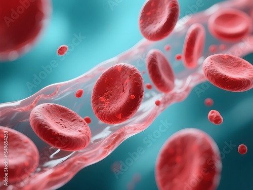 Red Blood Cells Flowing Inside Blood Vessel — 3D Medical Illustration