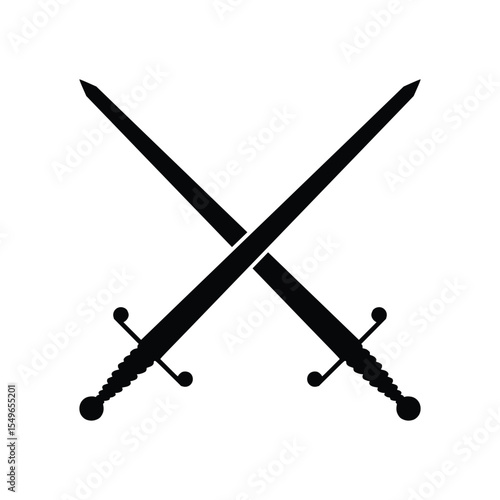 Two Crossed Medieval Swords Silhouette Artwork