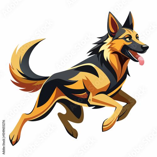 German Dog Shepherd Vector Illustration – German Shepherd in Action Vector