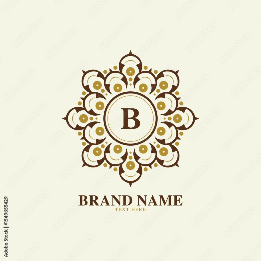 Fototapeta premium Elegant Ornate Mandala with Letter B Logo Design