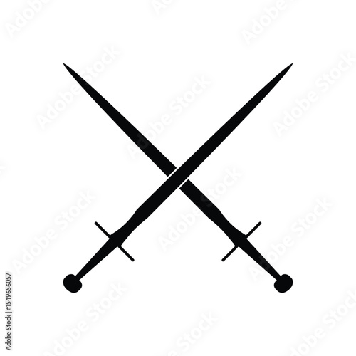 Medieval Two Crossed Swords Silhouette Vector
