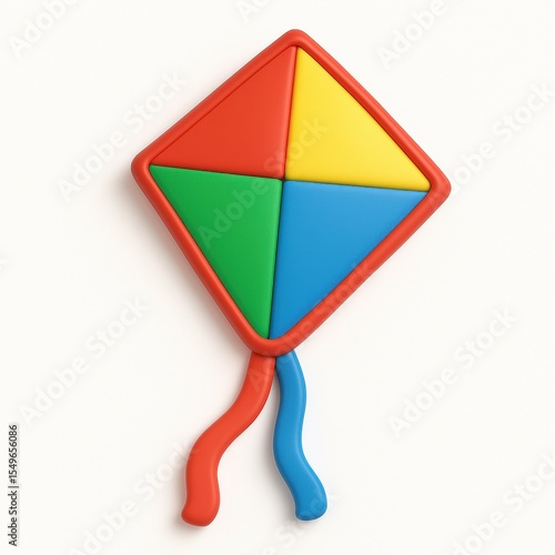 A playful 3D kite toy with soft, colorful details and whimsical design, isolated on a clean white background — ideal for children’s brands, educational tools, and seasonal outdoor promotions