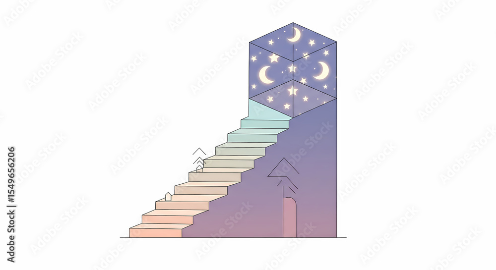Obraz premium Staircase Leading to a Starry Night Sky Box 