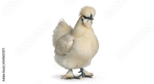 Wallpaper Mural Silkie Chicken Standing Tall with Fluffy Feathers on a White Background Torontodigital.ca
