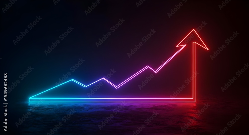 Obraz premium Neon, Growth, Chart, Neon Growth Chart - Upward Trend, Success, Progress