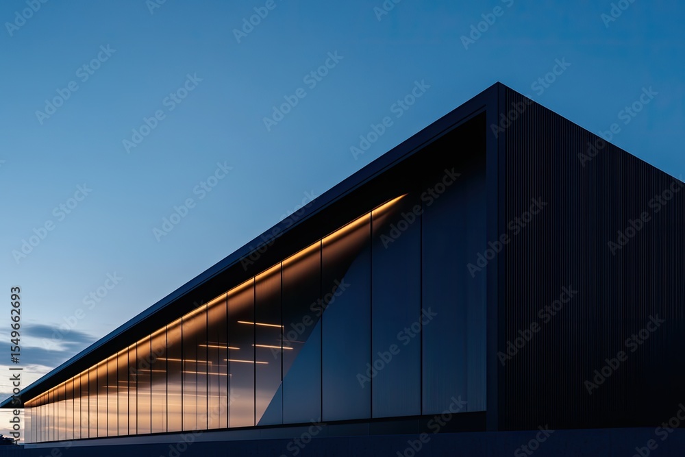 Fototapeta premium Modern dark building at dusk