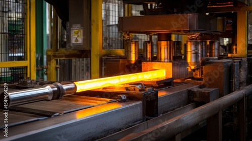 A machine is melting metal into a long, thin rod
